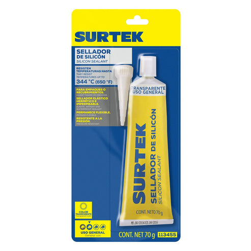 Silicón Transparente En Tubo, 85 g, Surtek 113455
