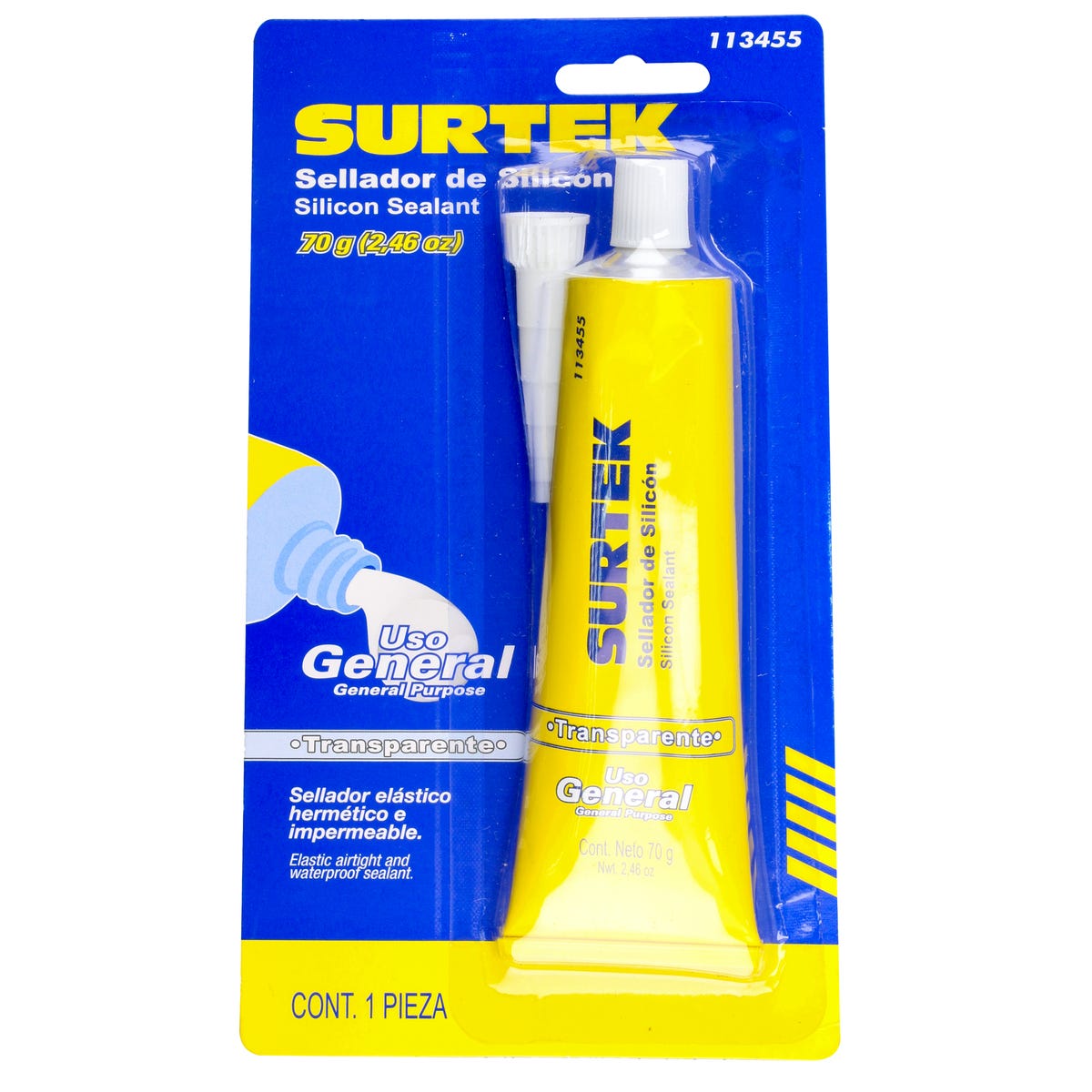 Silicón Transparente En Tubo, 85 g, Surtek 113455