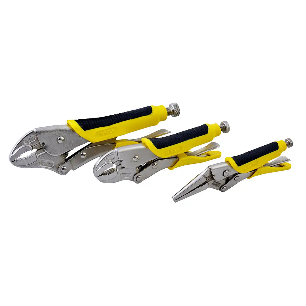 Juego De Pinzas De Presión Con Mango Bimaterial, 3 Piezas, Surtek 115085
