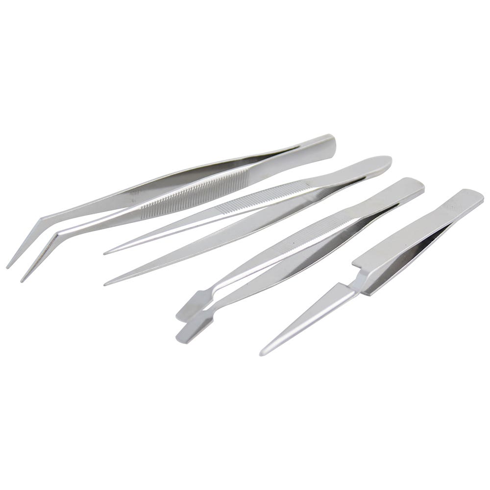 Juego De Pinzas De Presición Tipo Tweezer, 4 Piezas, Surtek 115200