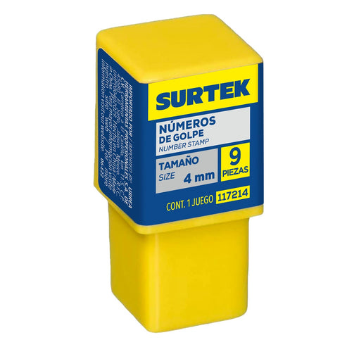 Juego De Números Del 0 Al 9 De Golpe 4 mm, 9 Piezas, Surtek 117214