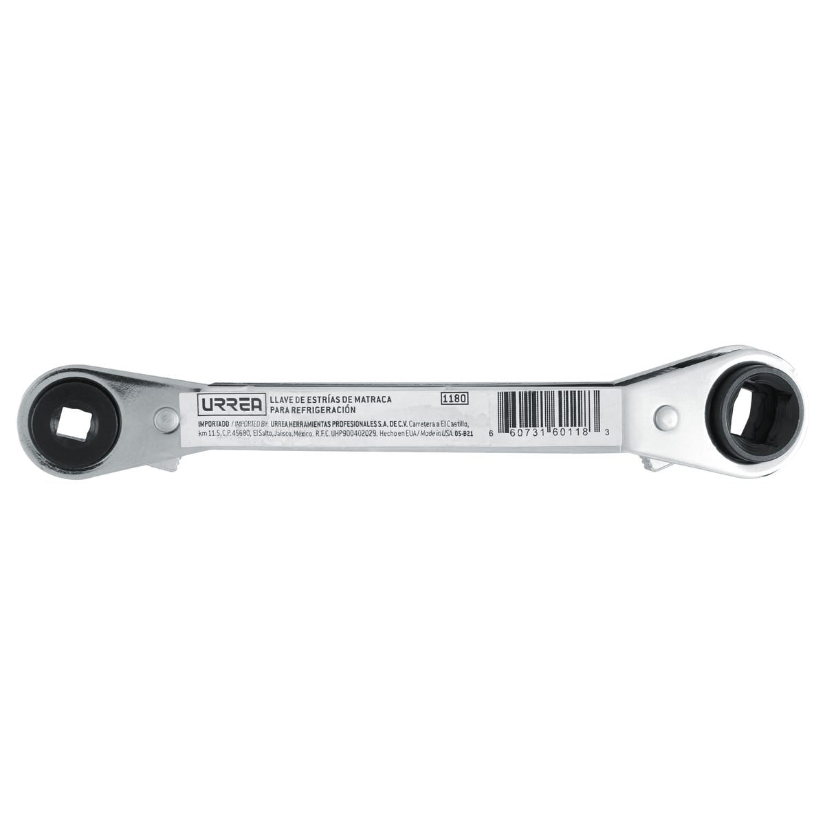 Llave De Estrías De Matraca Para Refrigeración En Pulgadas, 1/4 x 3/16- 3/8 x 5/16, Urrea 1180
