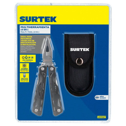 Pinza Multiherramienta Con Mango De Aluminio Y Plástico 13 En 1, Surtek 120527