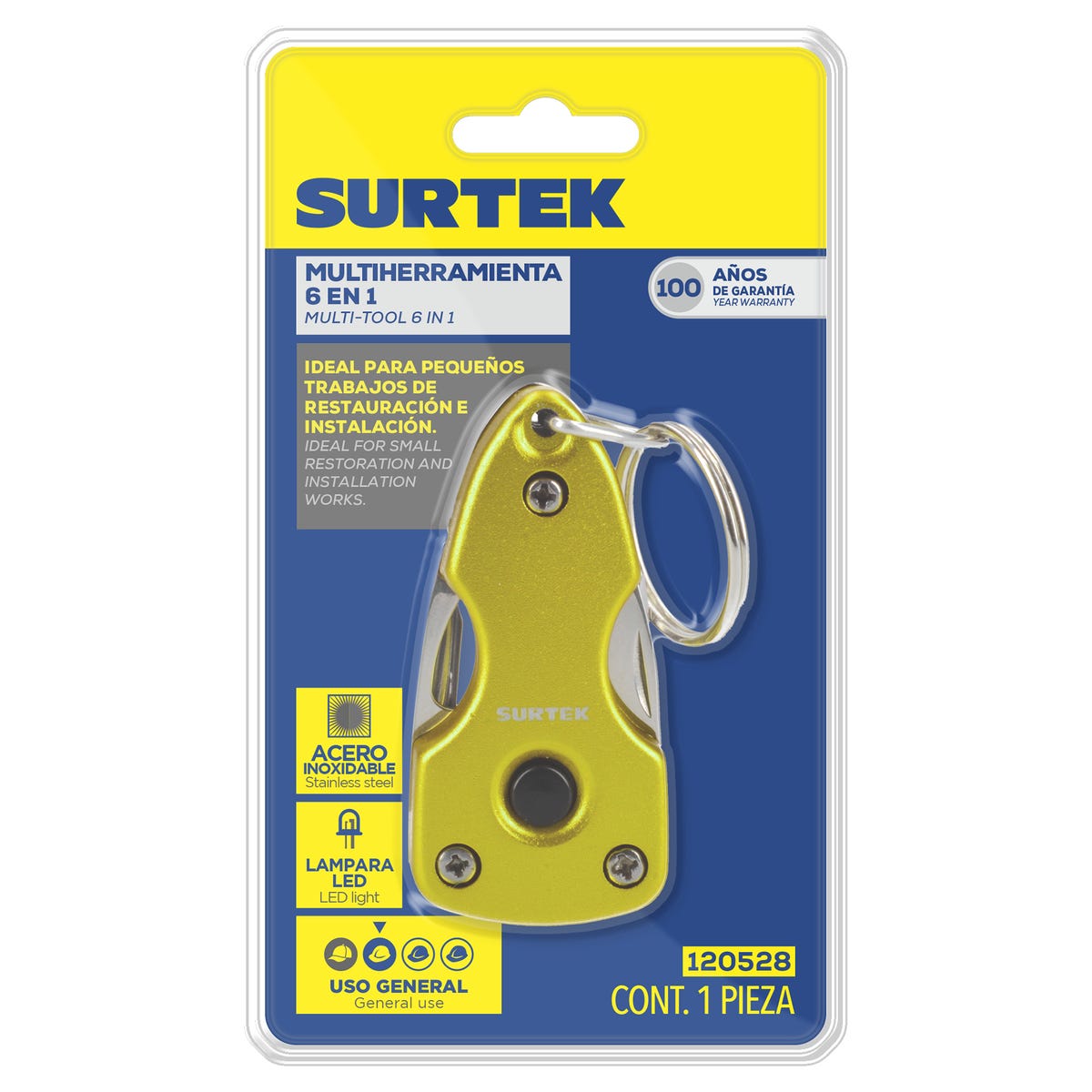 Pinza Multiherramienta 6 En 1 Tipo Llavero, Surtek 120528