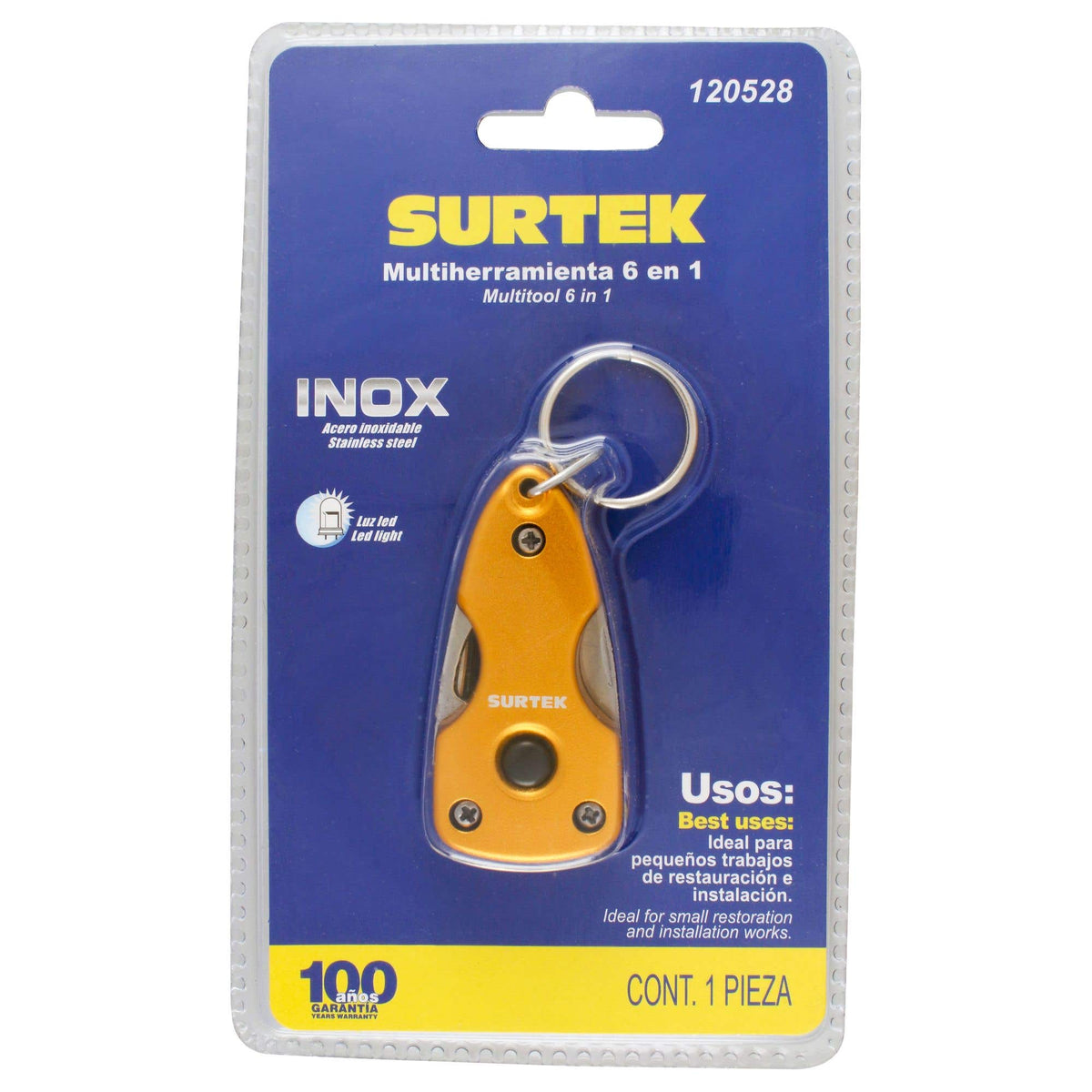 Pinza Multiherramienta 6 En 1 Tipo Llavero, Surtek 120528