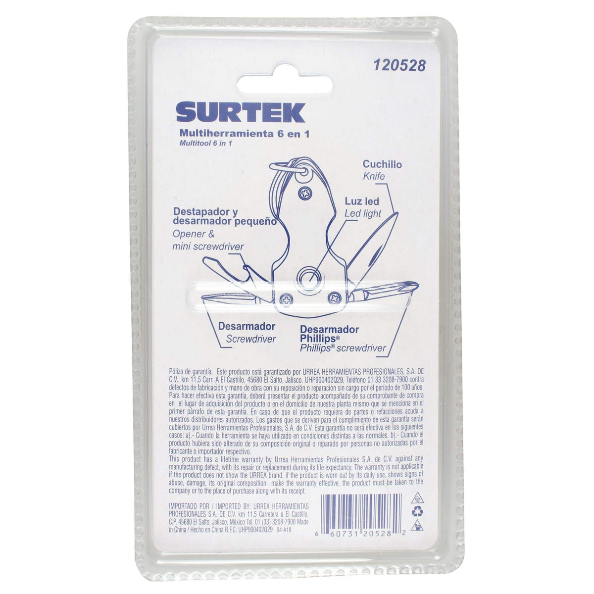 Pinza Multiherramienta 6 En 1 Tipo Llavero, Surtek 120528