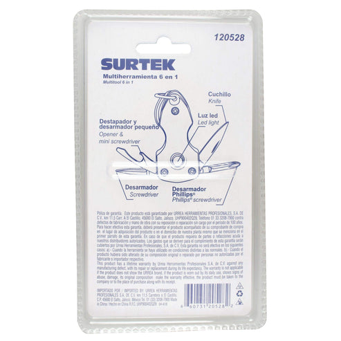 Pinza Multiherramienta 6 En 1 Tipo Llavero, Surtek 120528