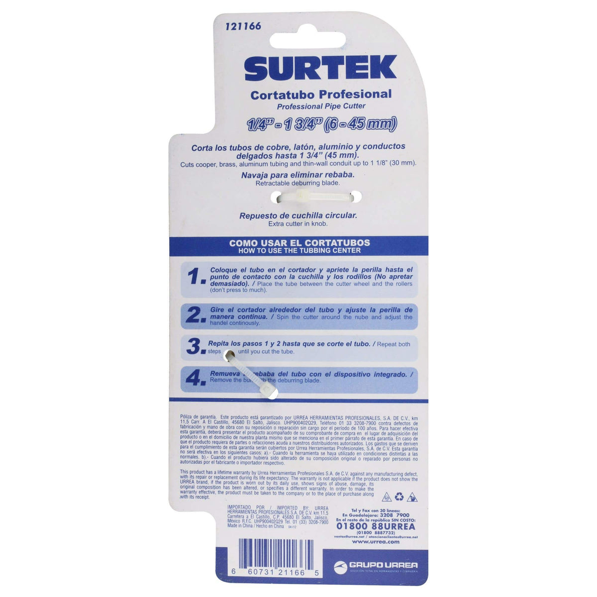 Cortatubos Cuerpo De Zamac De 3/4 A 1-3/4, Surtek 121166