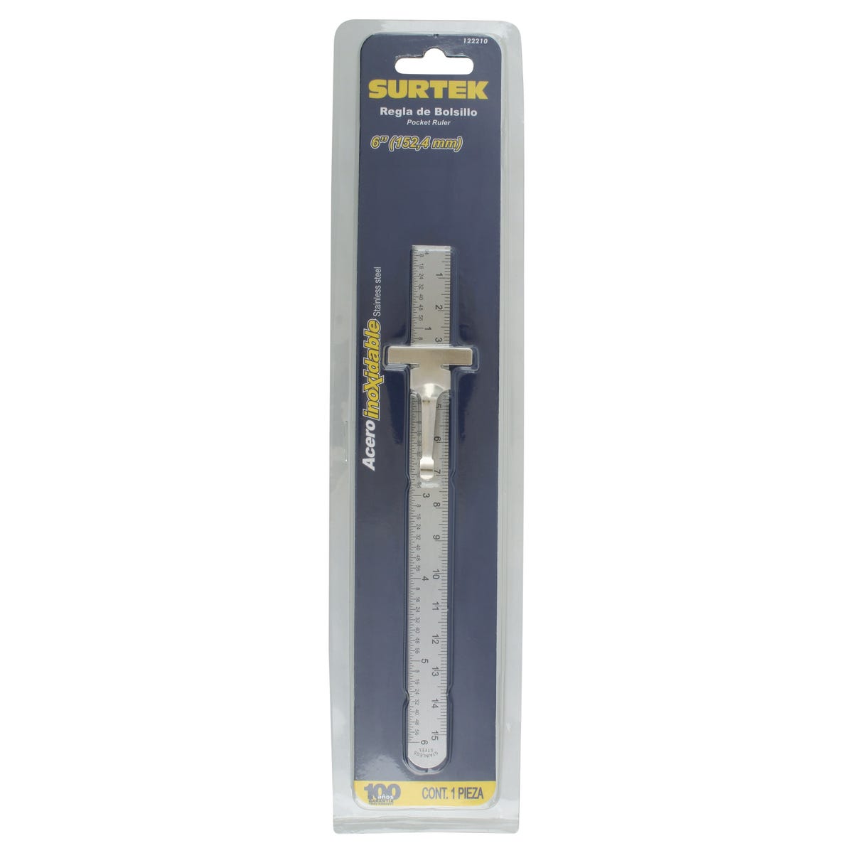 Regla De Bolsillo De Acero Inoxidable 6, Surtek 122210