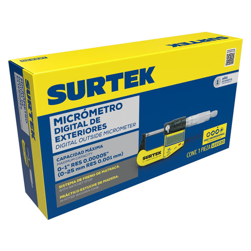 Micrómetro Digital 0 - 1, Surtek 122230
