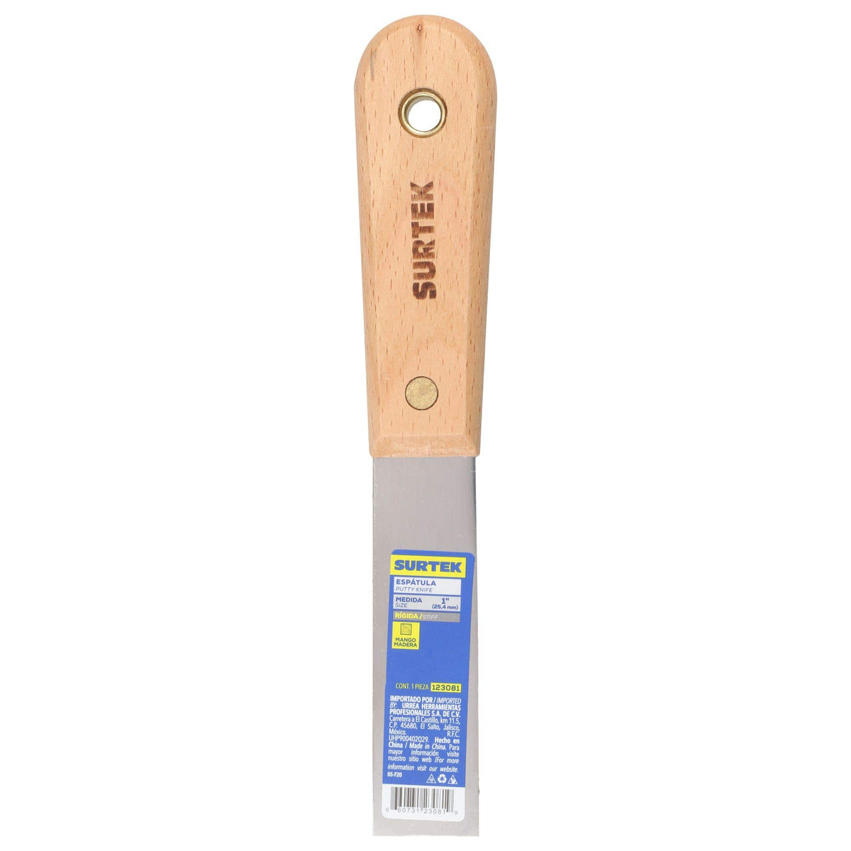 Espátula Rígida De Acero De Alto Carbón Con Mango De Madera 1, Surtek 123081