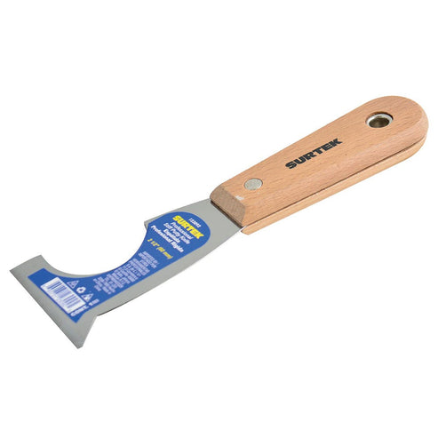 Espátula Rígida De Acero De Alto Carbón Con Raspador Con Mango De Madera 2-1/2, 5 En 1, Surtek 123092