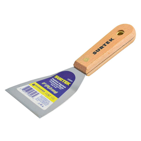 Espátula Rígida Angulada De Acero De Alto Carbón Con Mango De Madera 3, Surtek 123093