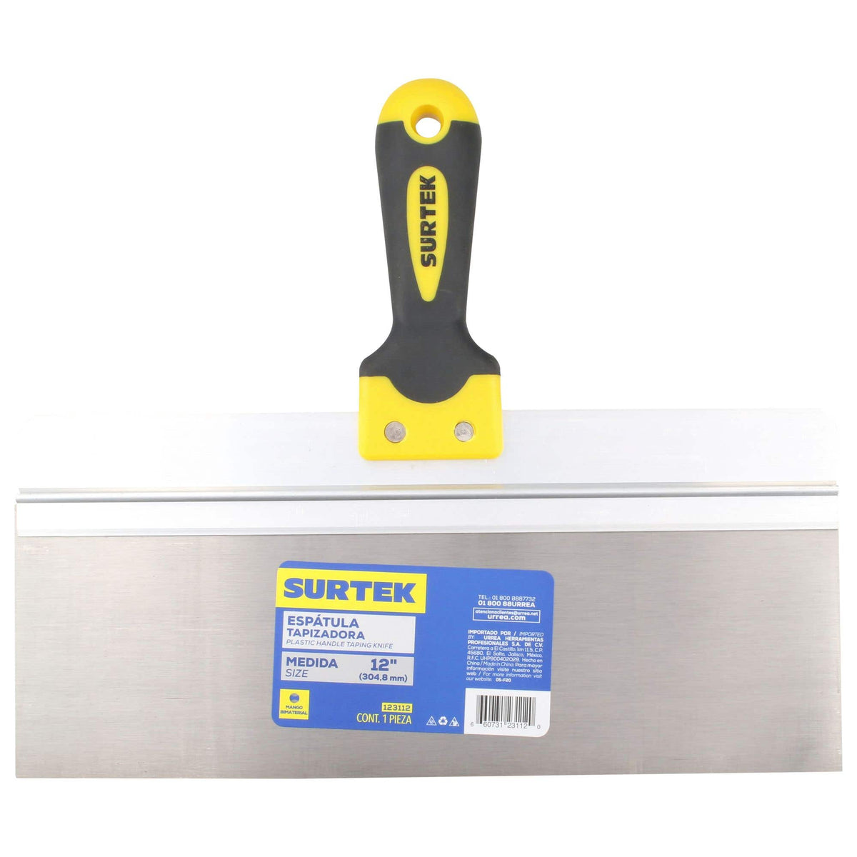 Espátula Tapizadora De Acero De Alto Carbón Con Mango Bimaterial 12, Surtek 123112