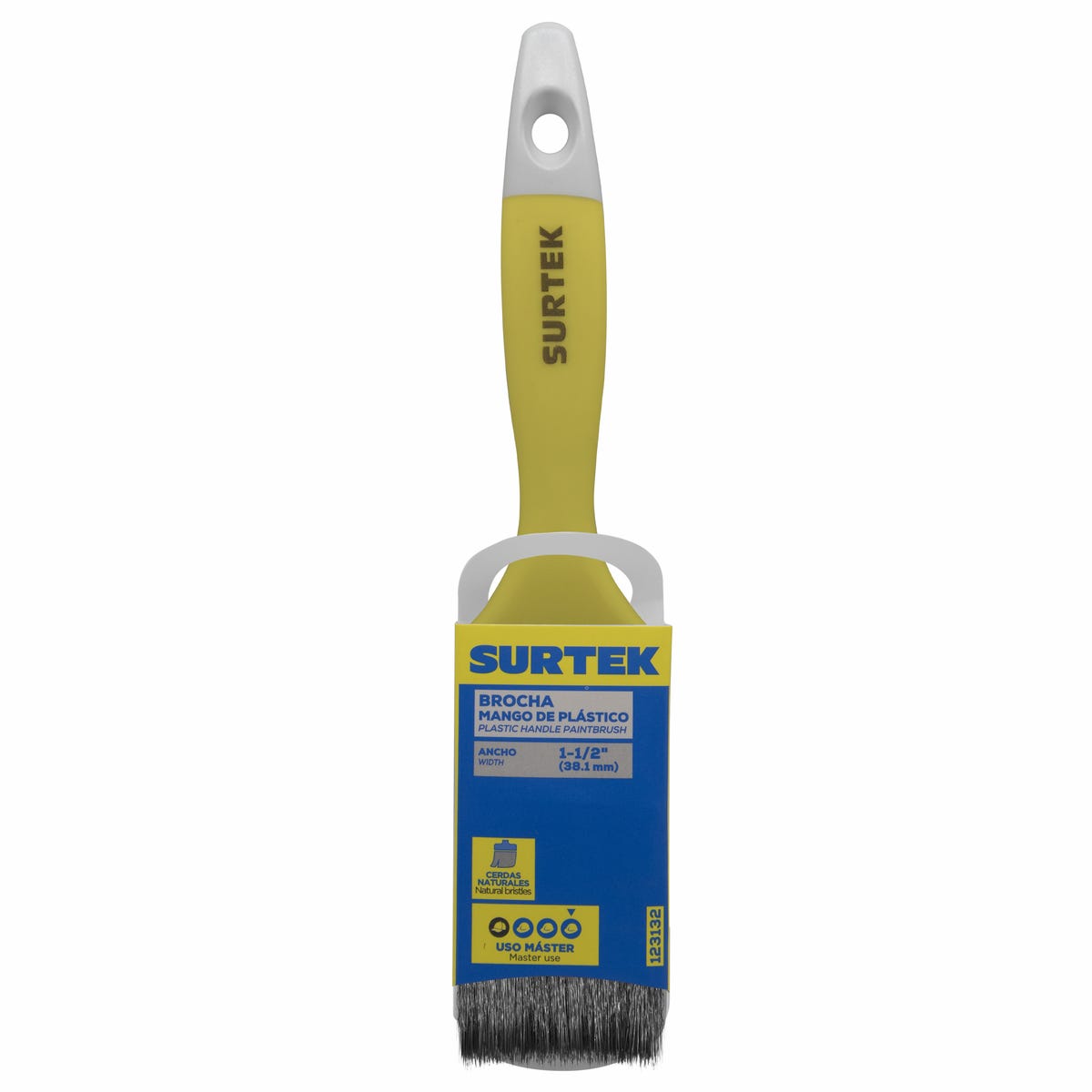 Brocha De Cerdas Naturales Con Mango Plástico 1-1/2 x 47 mm, Grosor De Cerda 10 mm, Surtek 123132