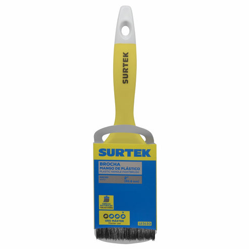 Brocha De Cerdas Naturales Con Mango Plástico 2 x 47 mm, Grosor De Cerda 10 mm, Surtek 123133