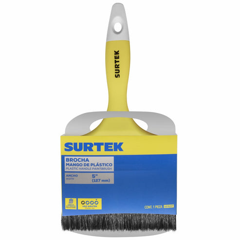 Brocha De Cerdas Naturales Con Mango Plástico 5 x 65 mm, Grosor De Cerda 17.9 mm, Surtek 123137