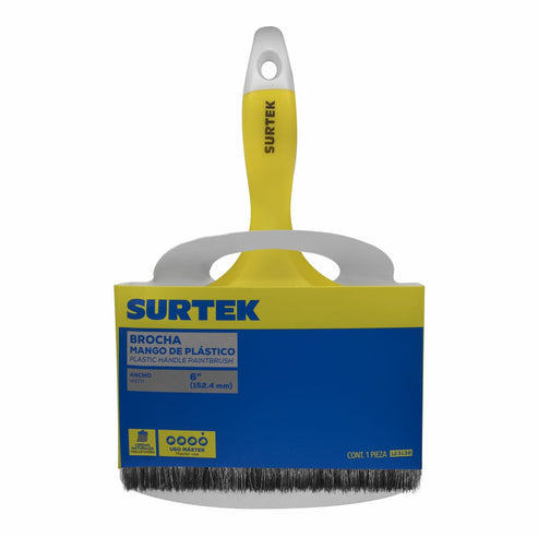 Brocha De Cerdas Naturales Con Mango Plástico 6 x 65 mm, Grosor De Cerda 17.9 mm, Surtek 123138