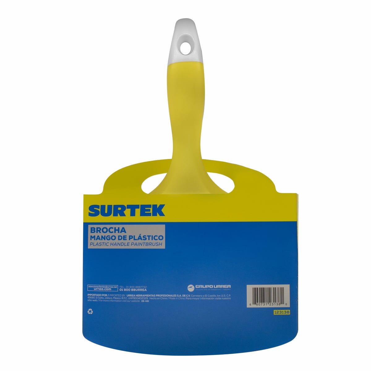 Brocha De Cerdas Naturales Con Mango Plástico 6 x 65 mm, Grosor De Cerda 17.9 mm, Surtek 123138