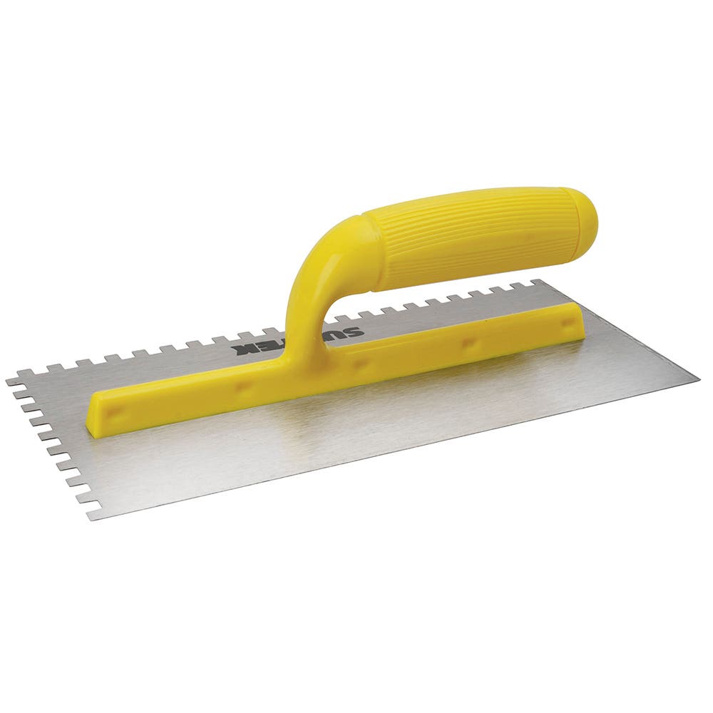 Llana Dentada Cuadrada De Acero Al Alto Carbón Con Mango De Plástico 4 Remaches, 11 x 5, Surtek 123188