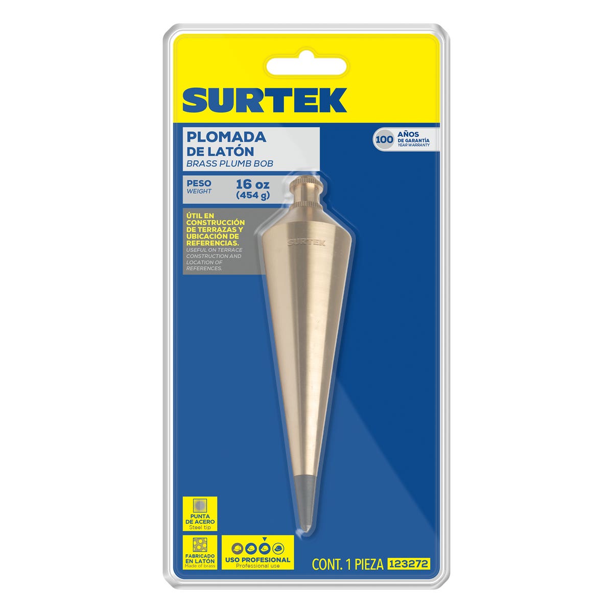 Plomada De Latón Tipo Barril 340 g, Surtek 123274