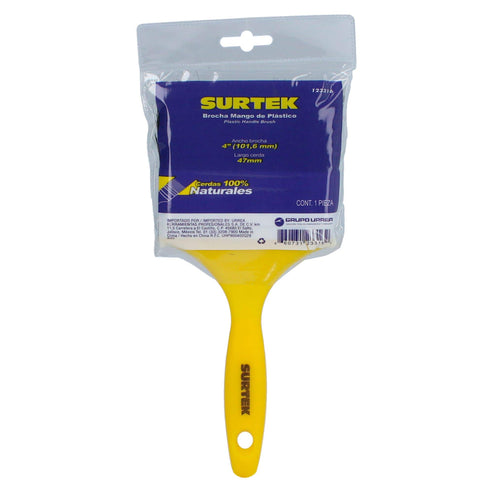 Brocha De Cerdas Naturales Con Mango Plástico 4 x 47 mm, Grosor De Cerda 15 mm, Surtek 123316
