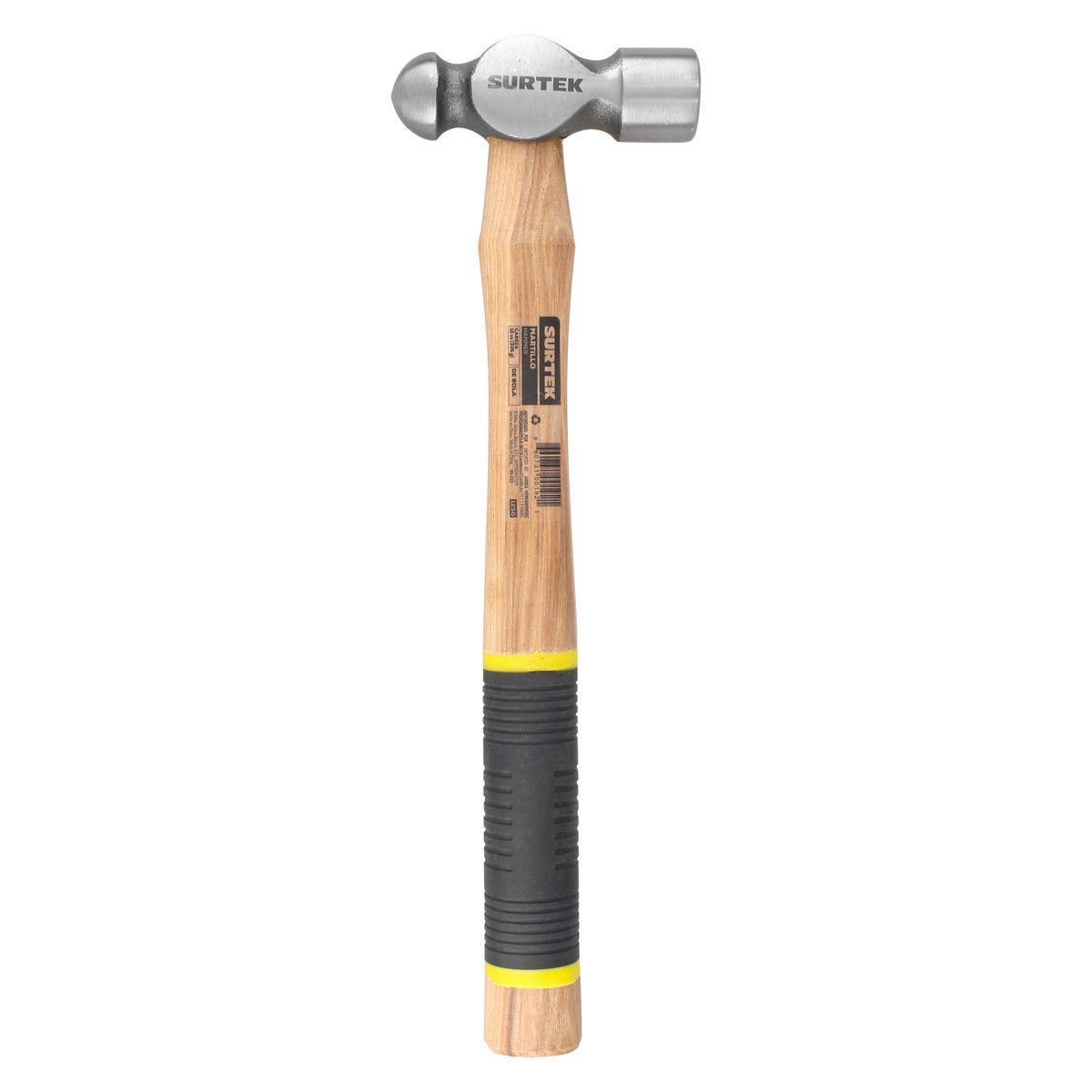 Martillo De Bola Pulido Con Mango De Madera Con Grip De 12-13/64, 12 Oz, Surtek 12SG