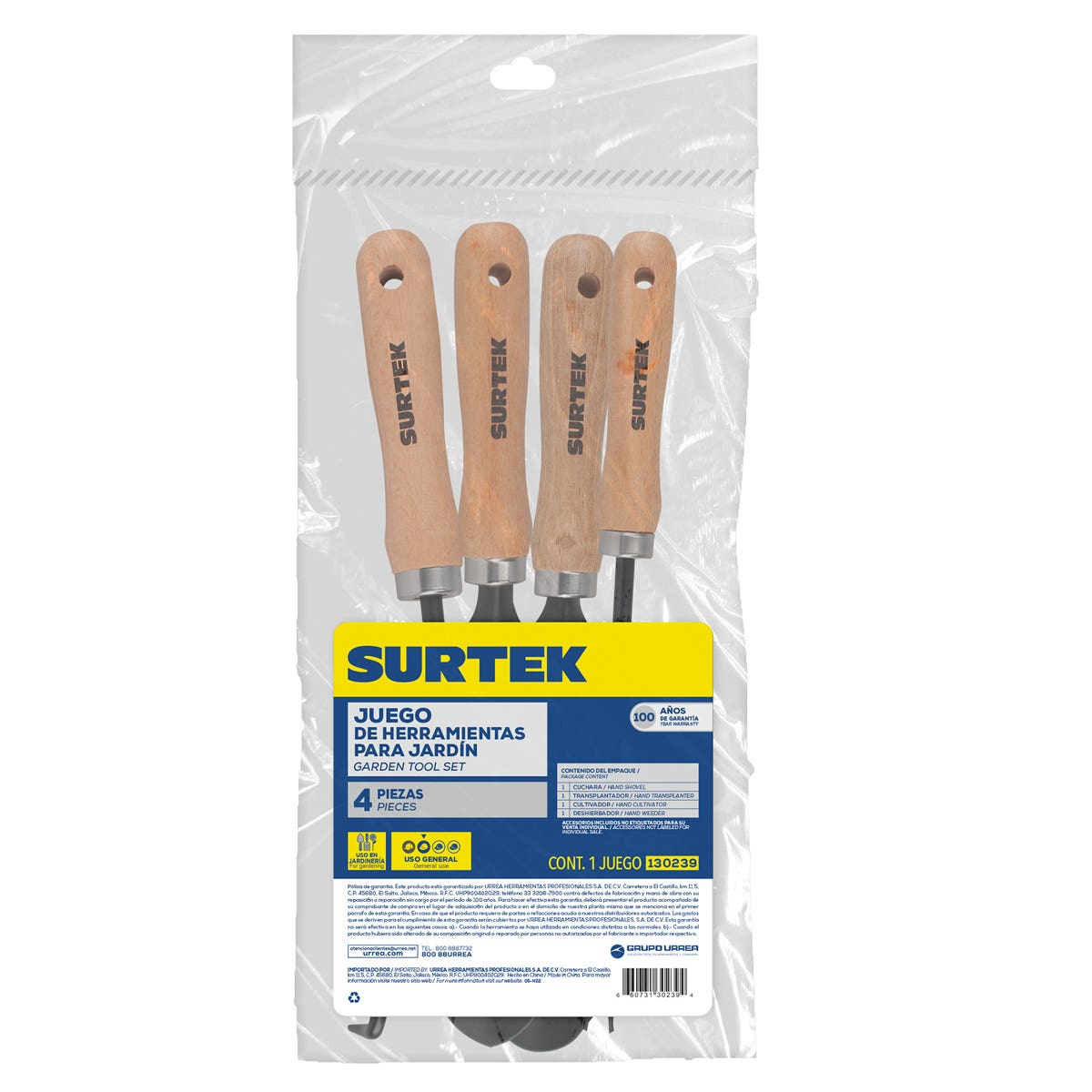 Juego Combinado De Herramienta Para Jardinería, 4 Piezas, Surtek 130239