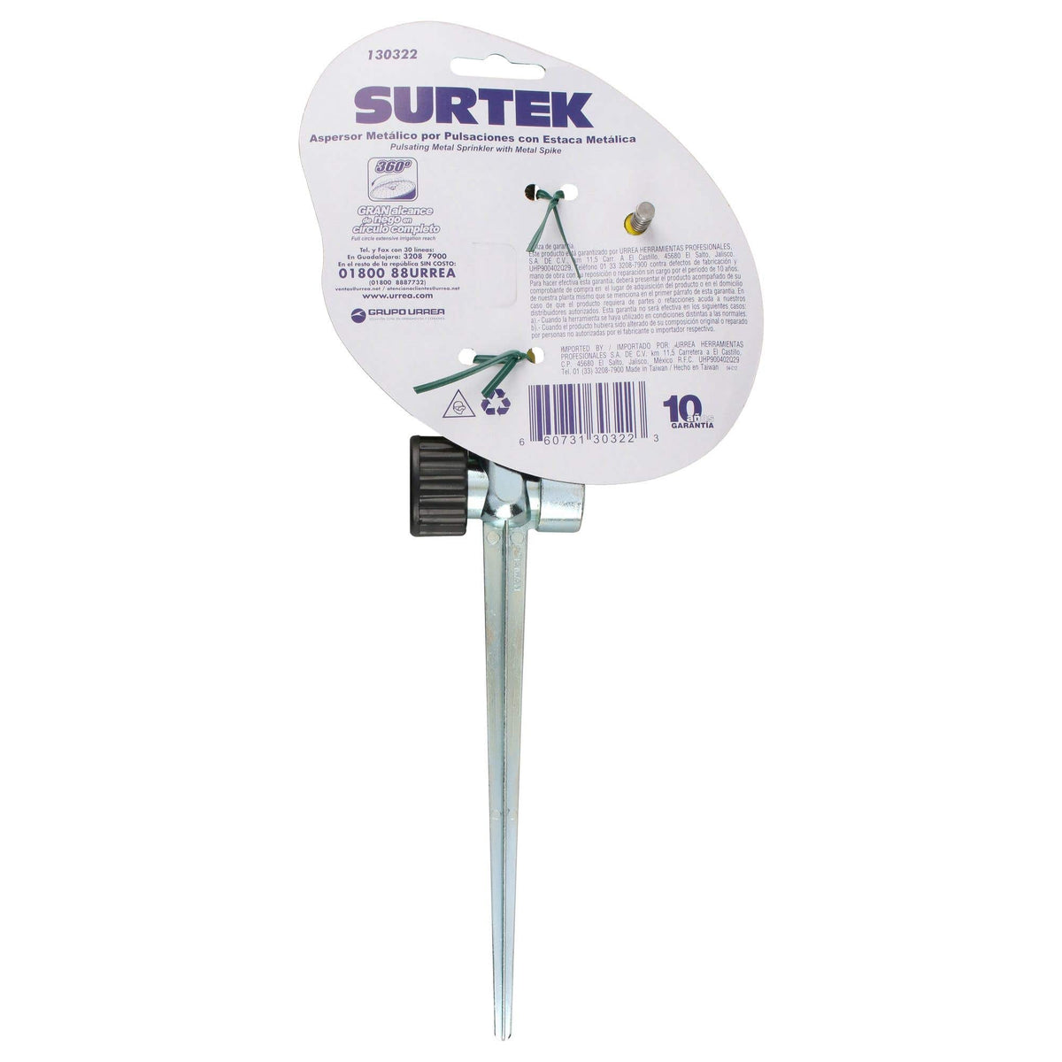 Aspersor Metálico Regulable Por Pulsación Cuerpo De Zamac, 3/4 GHT, Surtek 130322