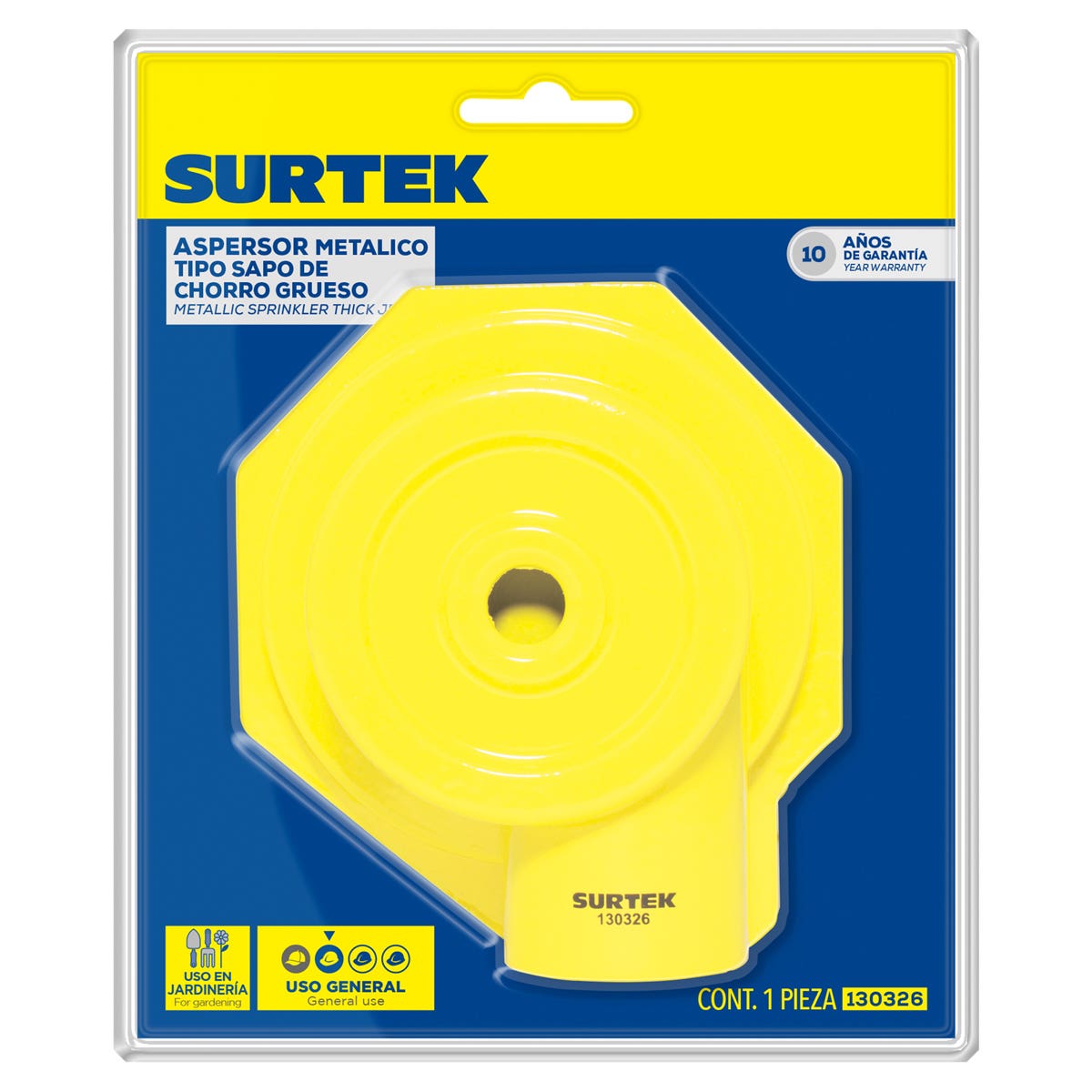 Aspersor Tipo Sapo Metálico Para Chorro Grueso, 3/4 GHT, Surtek 130326