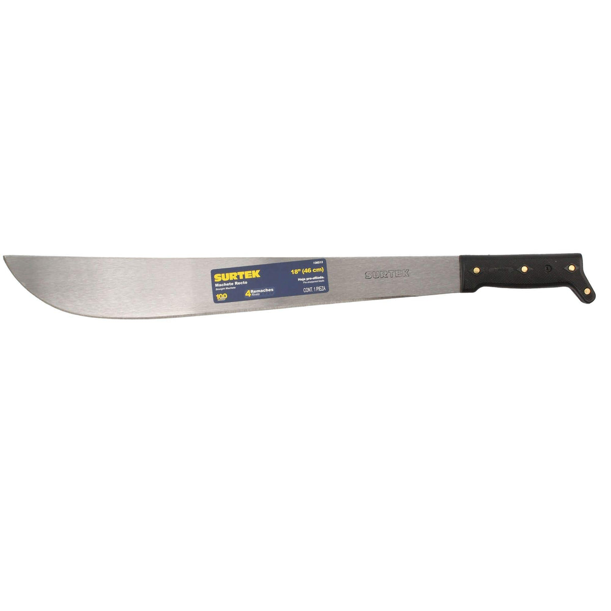 Machete Troquelado Con Mango Negro Recto 18, Surtek 130513
