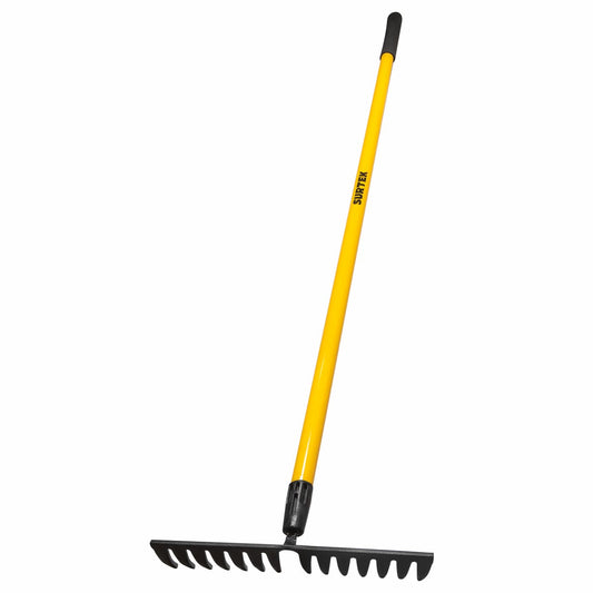 Rastrillo Curvo Para Jardín Con Mango De Madera 60, 14 Dientes, Surtek 130650