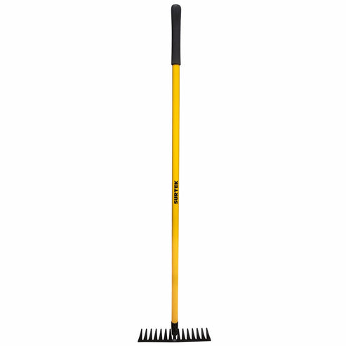 Rastrillo Curvo Para Jardín Con Mango De Madera 60, 14 Dientes, Surtek 130650