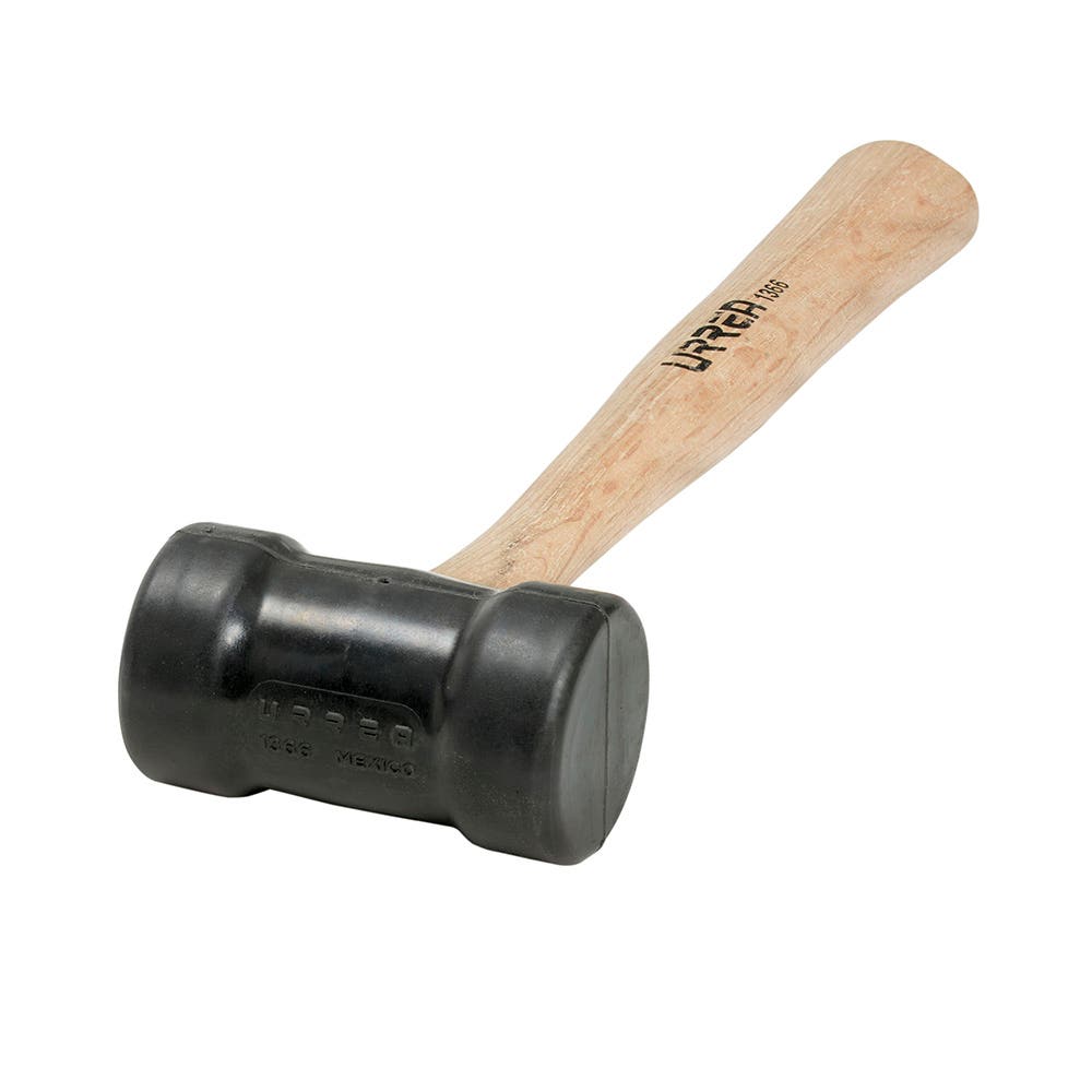 Mazo Con Cabeza De Hule Negro Con Mango De Madera 14, 16 Oz, Urrea 1367