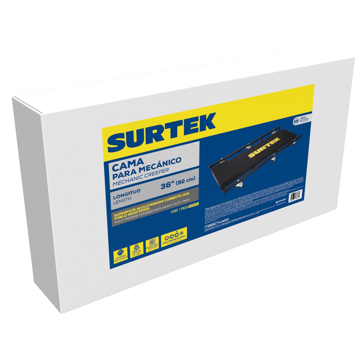 Cama Para Mecánico Ajustable Acolchonada, 36, Surtek 137070