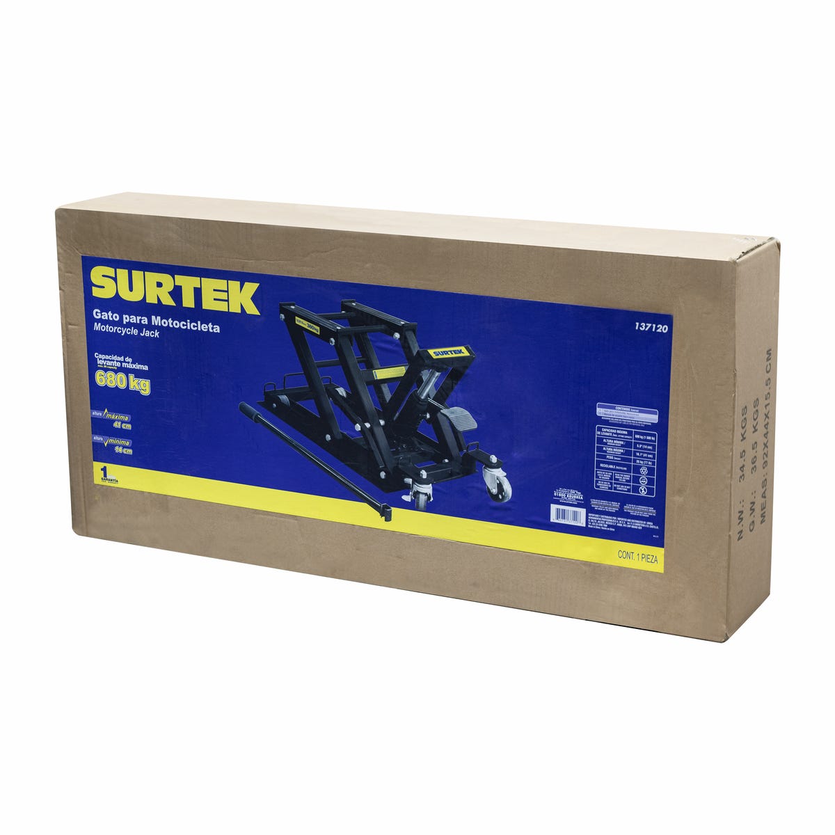 Gato Hidráulico Para Motocicleta, 500 kg, Surtek 137120
