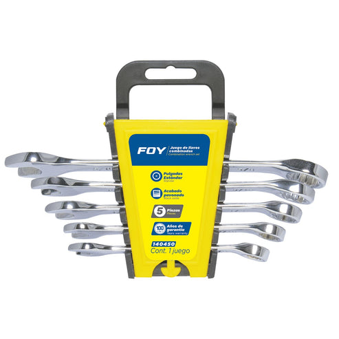 Juego De Llaves Combinadas Pulido Espejo En Pulgadas, 12 Puntas, Foy 140450