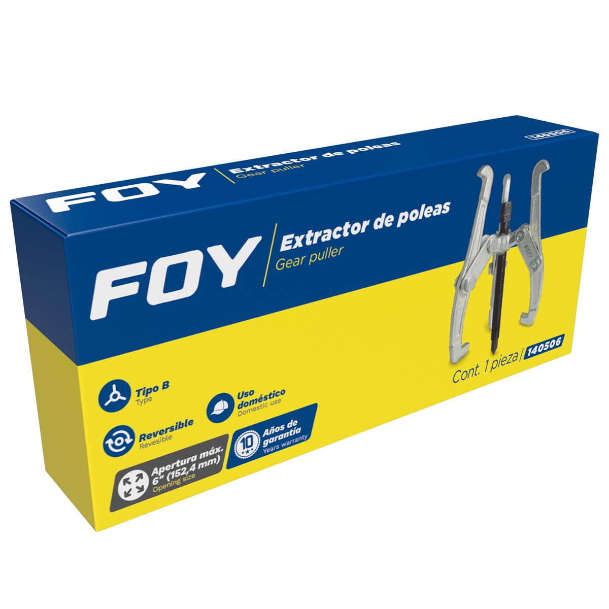 Extractor Reversible 3 Quijadas Tipo B, Alcance 6, Foy 140506