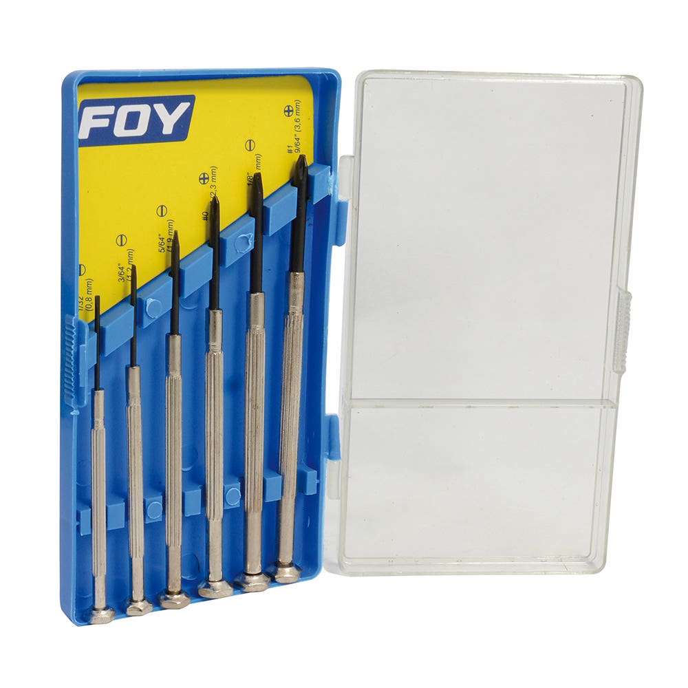 Juego De Destornilladores De Precisión Combinados, 6 Piezas En Caja Plástica, Foy 141616