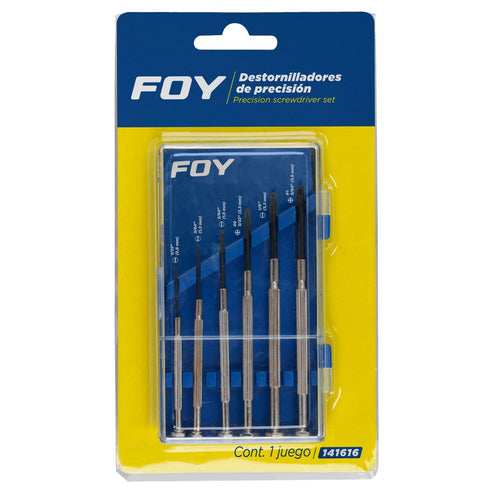 Juego De Destornilladores De Precisión Combinados, 6 Piezas En Caja Plástica, Foy 141616