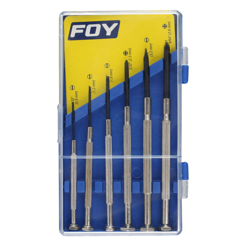 Juego De Destornilladores De Precisión Combinados, 6 Piezas En Caja Plástica, Foy 141616