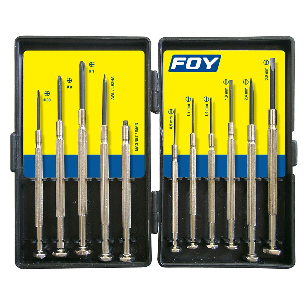 Juego De Destornilladores De Precisión Combinados, 11 Piezas En Caja Plástica, Foy 141617