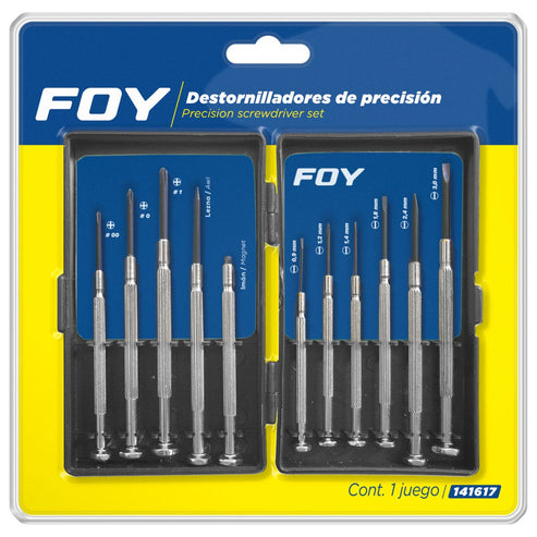 Juego De Destornilladores De Precisión Combinados, 11 Piezas En Caja Plástica, Foy 141617