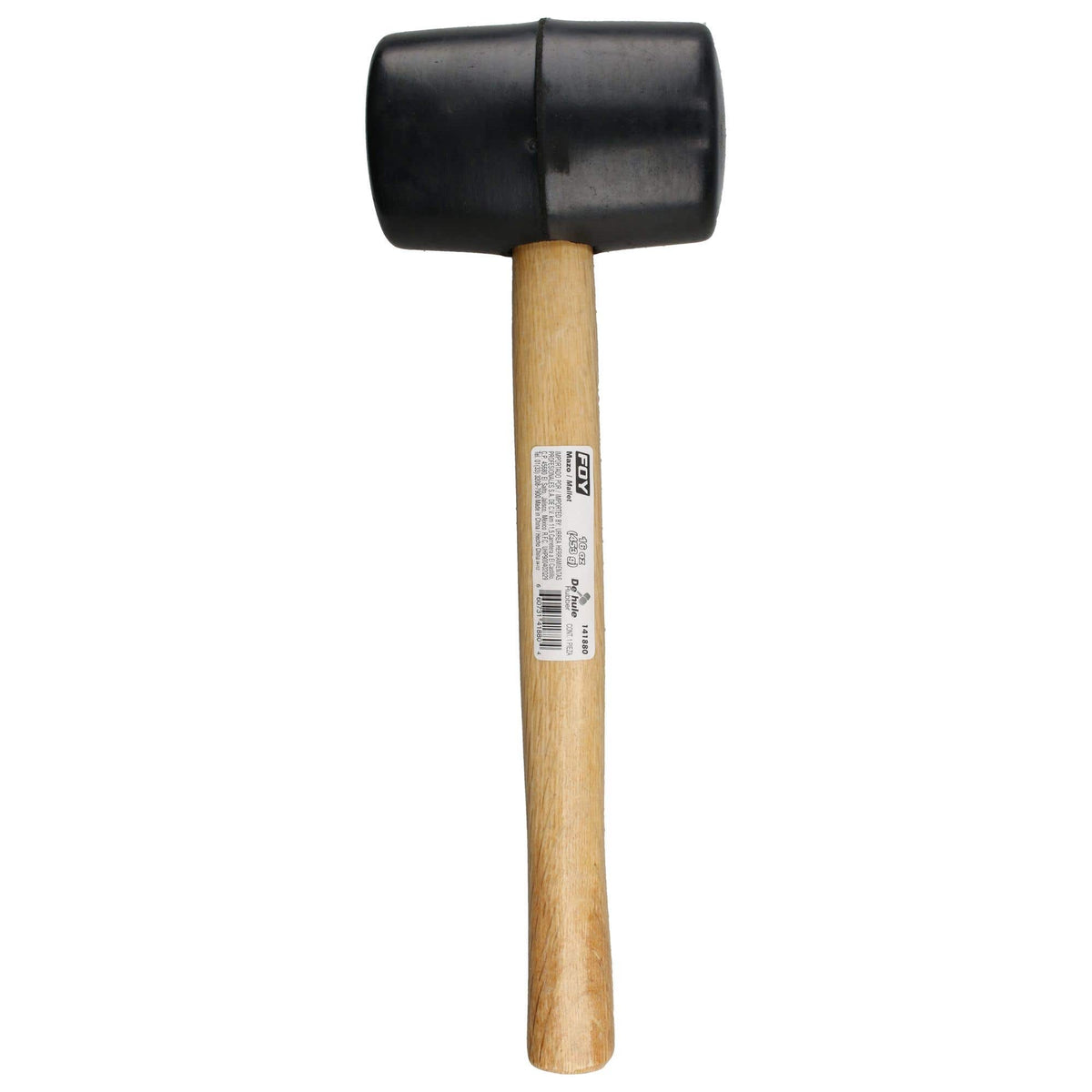 Mazo Con Cabeza De Hule Negro Con Mango De Madera 11, 16 Oz, Foy 141880