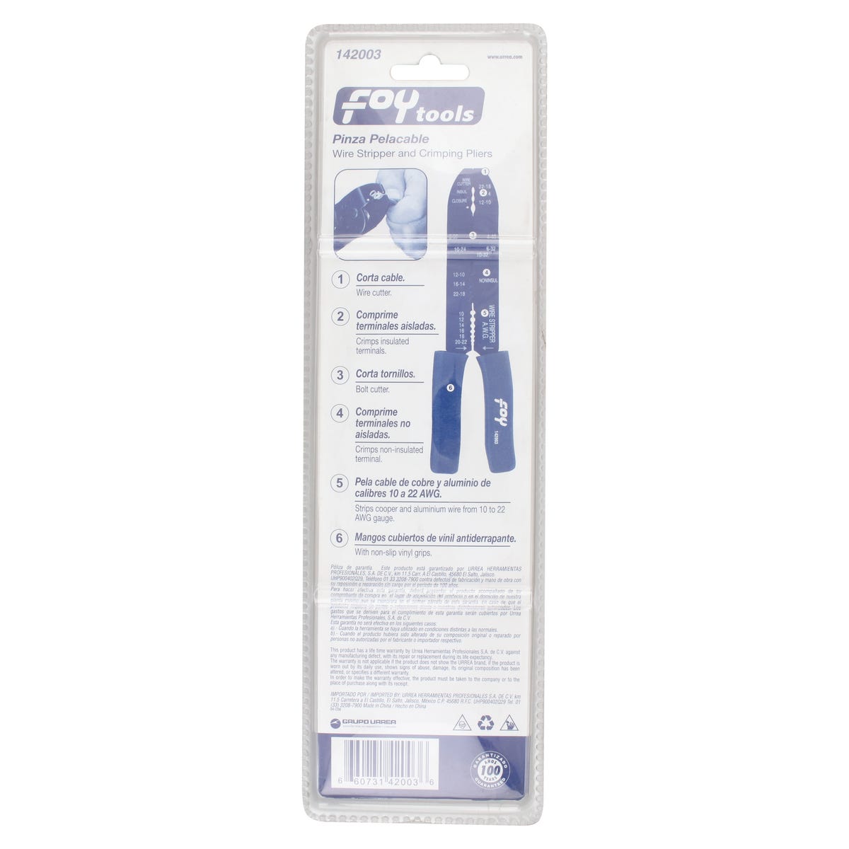 Pinza Pelacable 10-22 AWG De 9, Foy 142003
