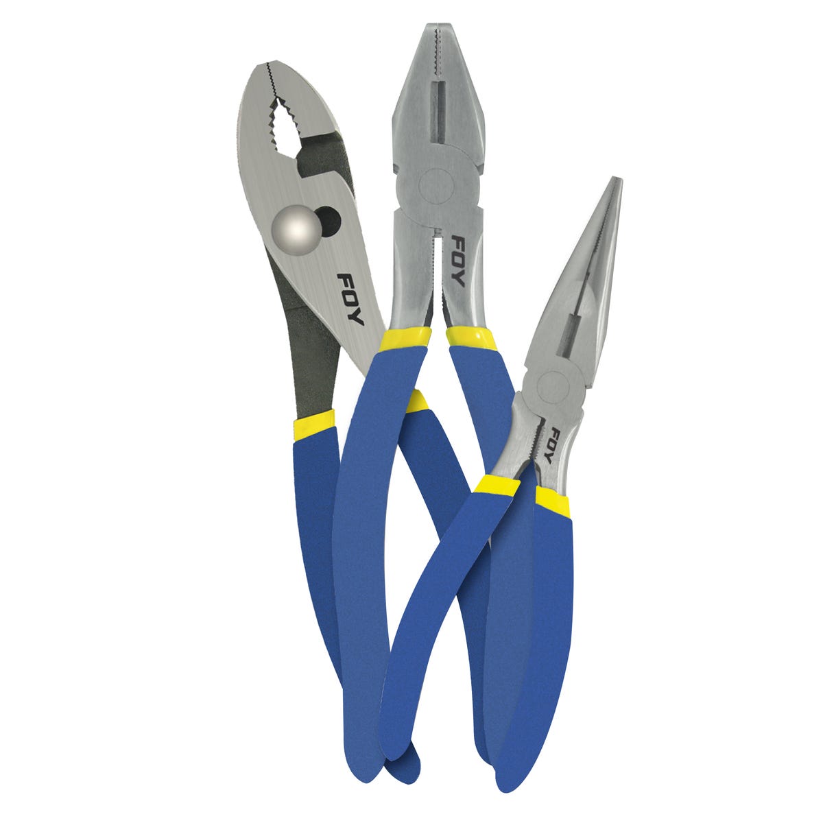 Juego De Pinzas Para Electricista Con Mango Doble Plastisol, 3 Piezas, Foy 142027