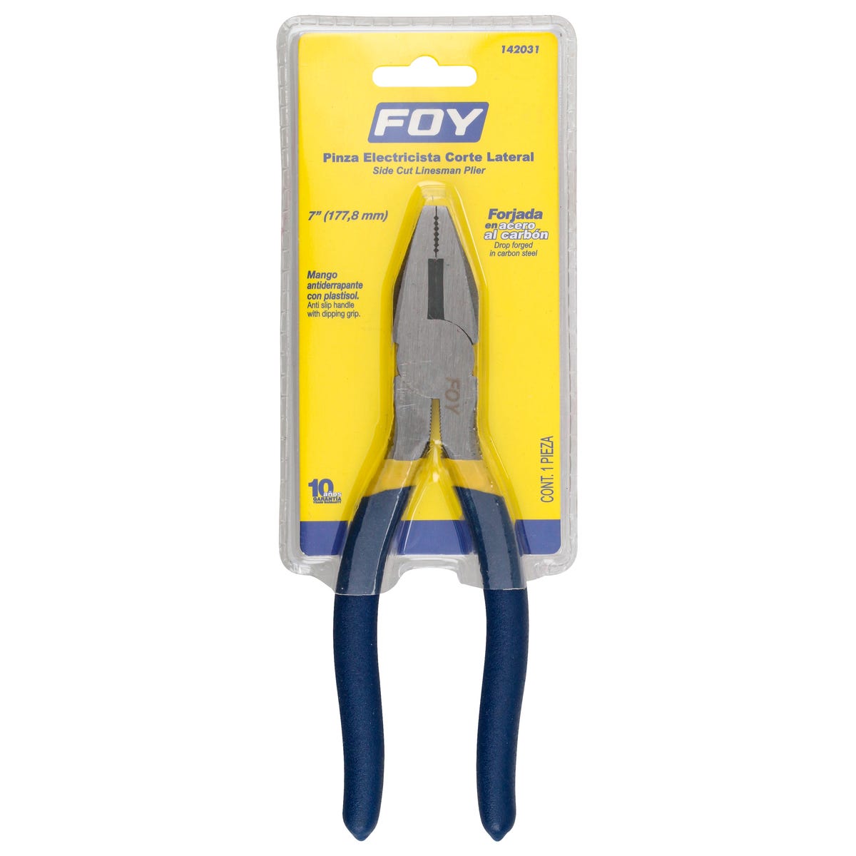 Pinza Para Electricista Con Mango Doble Plastisol Corte Lateral De 7, Foy 142031