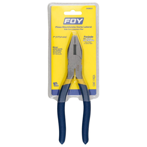 Pinza Para Electricista Con Mango Doble Plastisol Corte Lateral De 7, Foy 142031