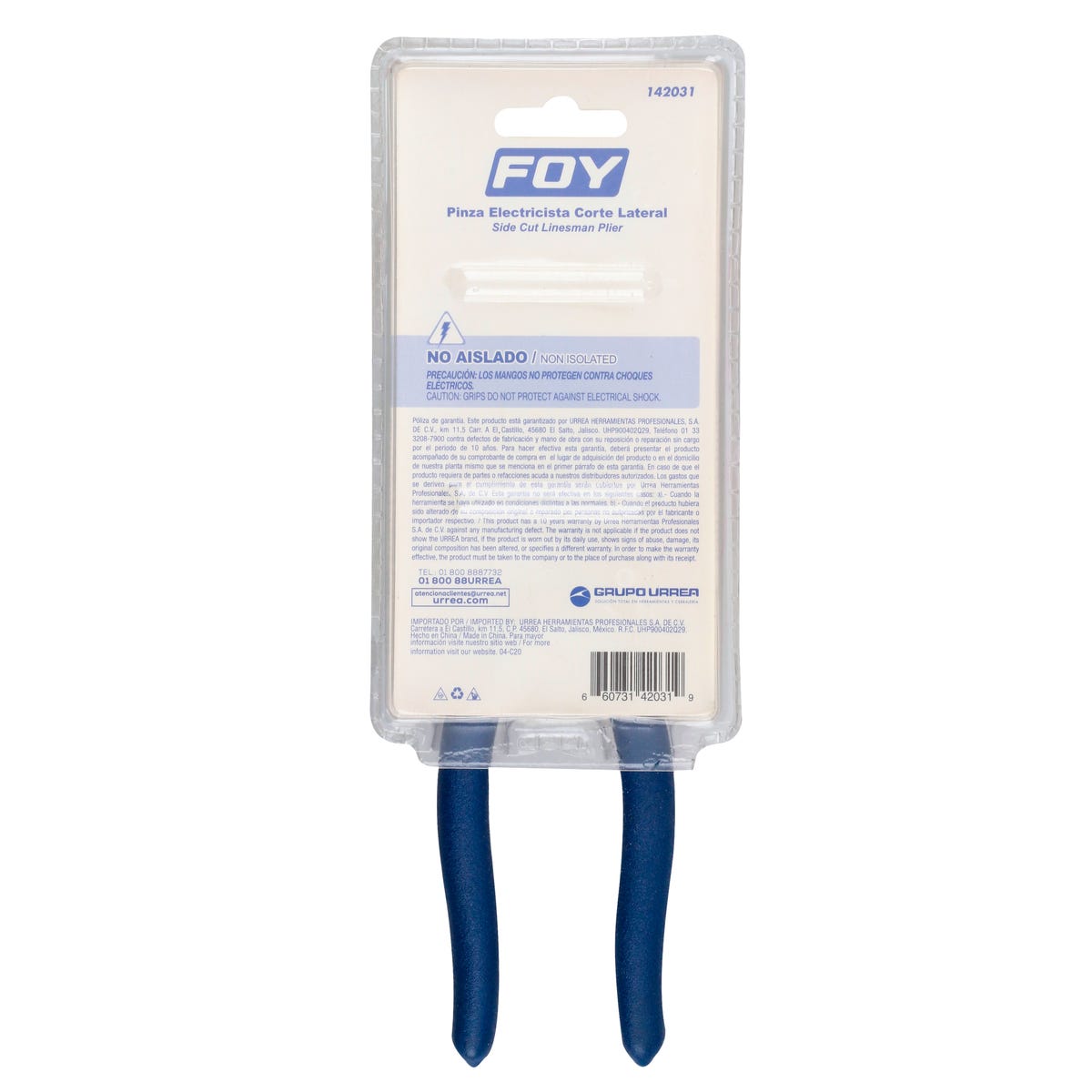 Pinza Para Electricista Con Mango Doble Plastisol Corte Lateral De 7, Foy 142031