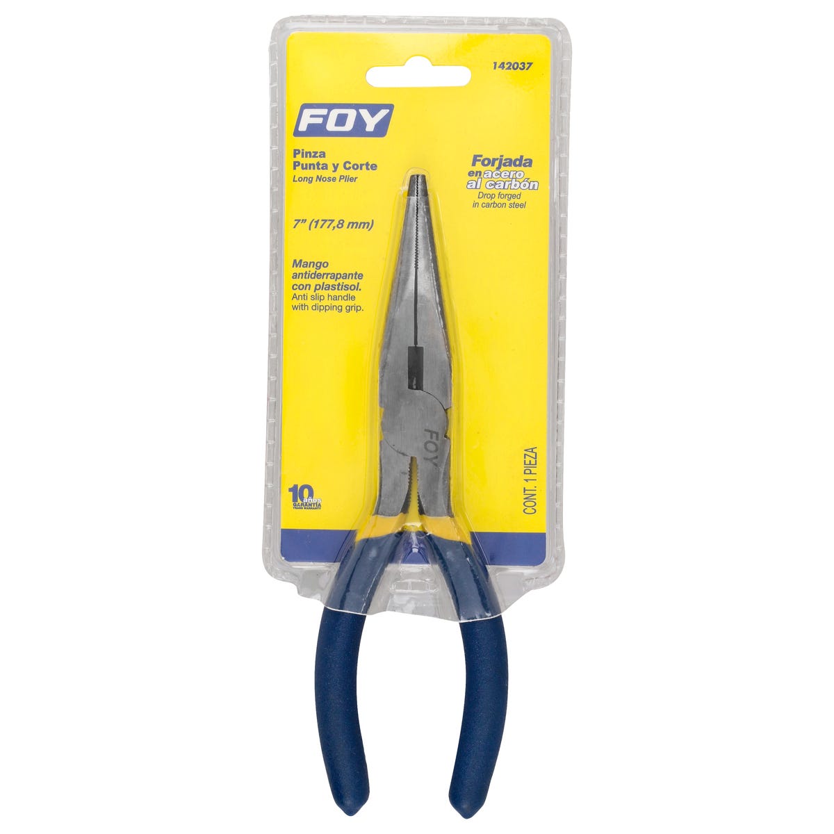 Pinza Para Electricista Con Mango Doble Plastisol Punta Larga De 7, Foy 142037
